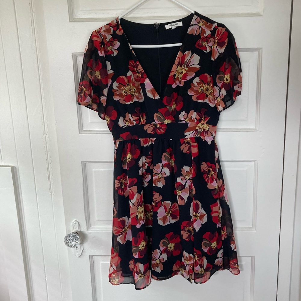 Madewell black floral dress size 2